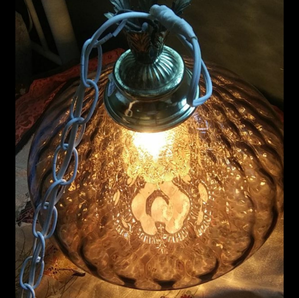 Vintage Swag Amber Hanging Light
